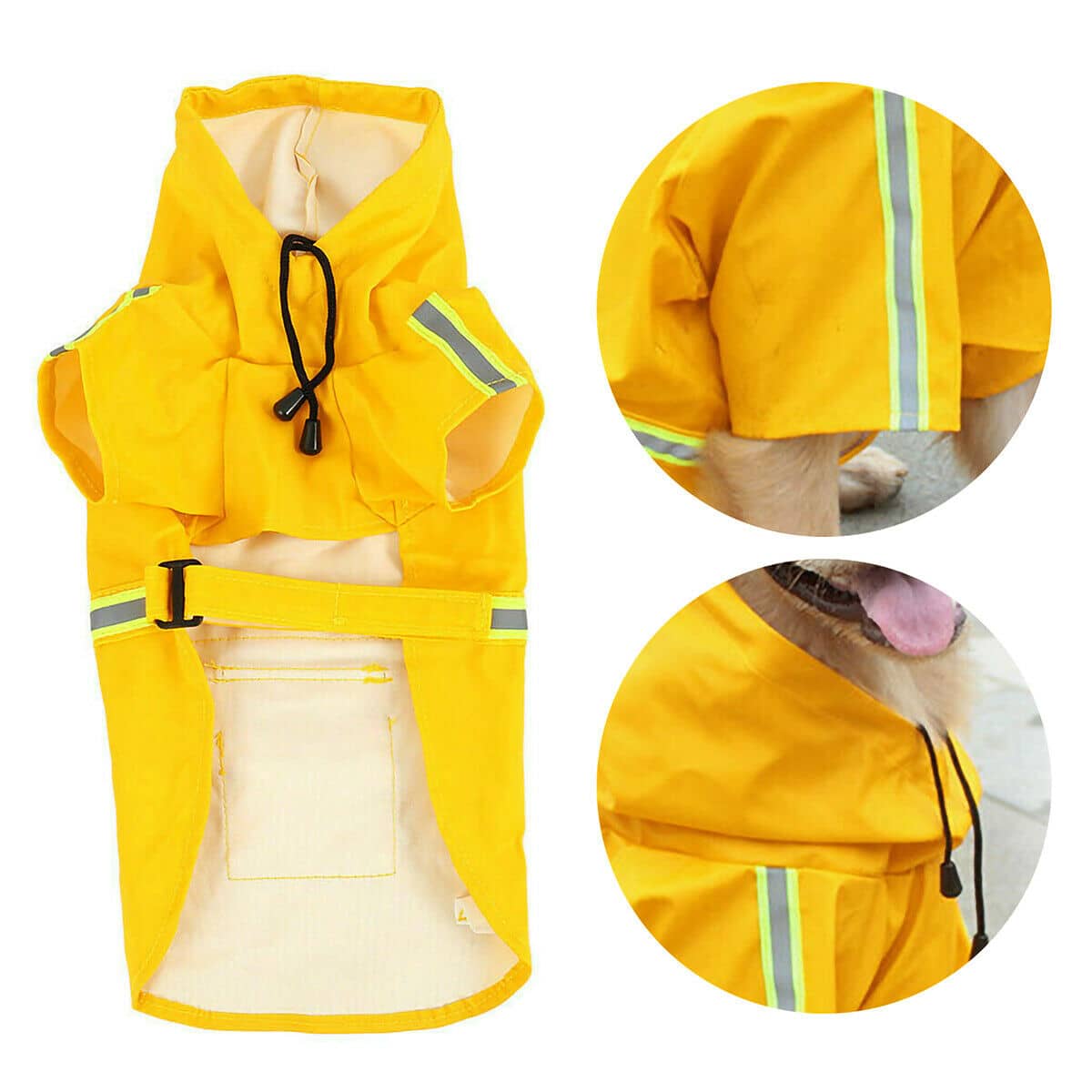 Dog waterproof raincoat with safety reflective strip