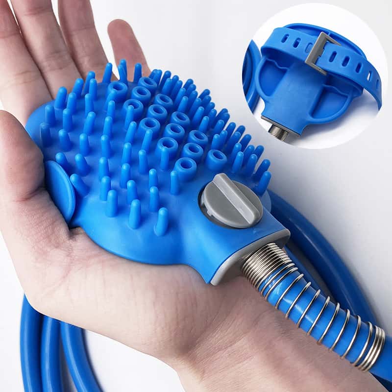 Harvey's Choice Dog Washing Nozzle: Make bath time a breeze. Brush attachment for easy and quick washing of dogs. Use with shower or garden hose. Adjustable clasp, easy water control, soft brush, massaging action, hands-free design. Order now!