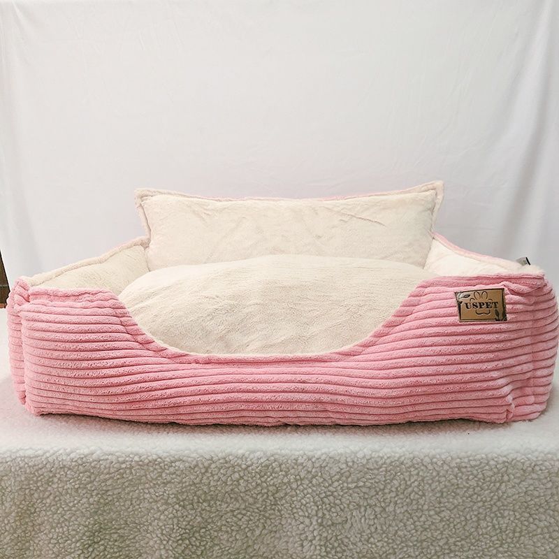 Plush dog bed with washable cover